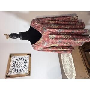 Long Sleeve XXL V-Neck Floral Tunic Top